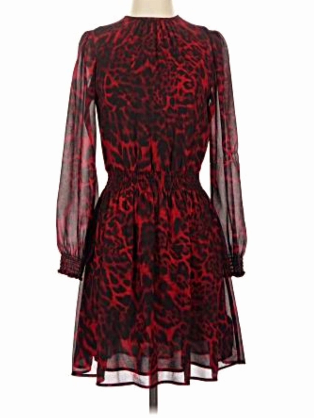 Michael Kors Red Leopard Print Long Sleeve Women’s Dress